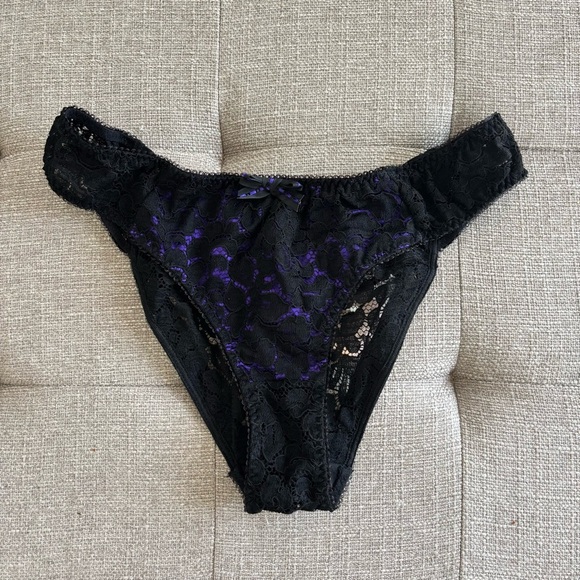 NWT! AGENT PROVOCATEUR RUDY BRA BLACK PURPLE SET Bra 36DD, Panties 4(L) - Picture 6 of 13